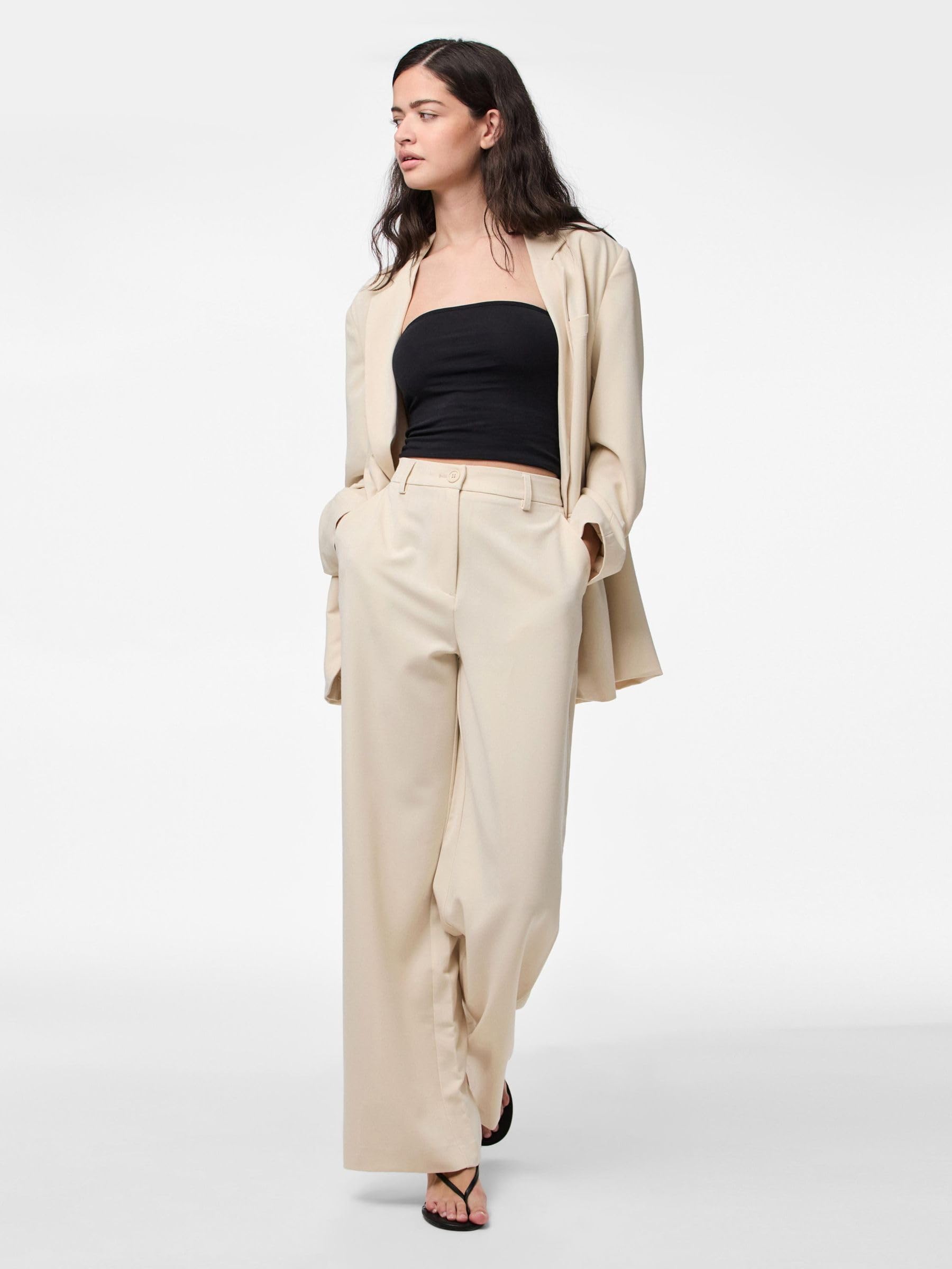 Pieces Pckamil HW pantaloni donna S gamba larga