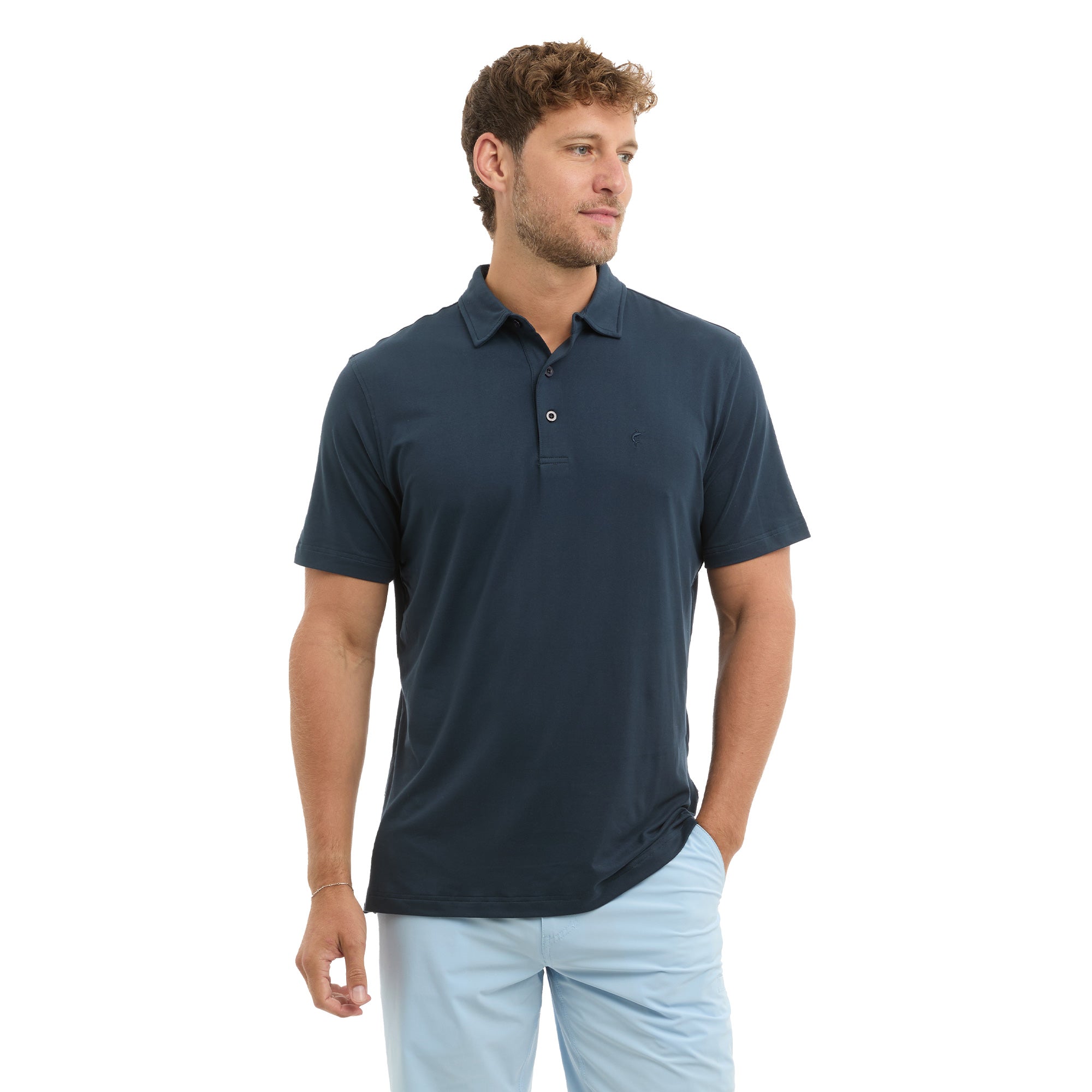 Pelagic Marco Polo Polo Uomo Blu Navy Manica Corta Elasticizzata