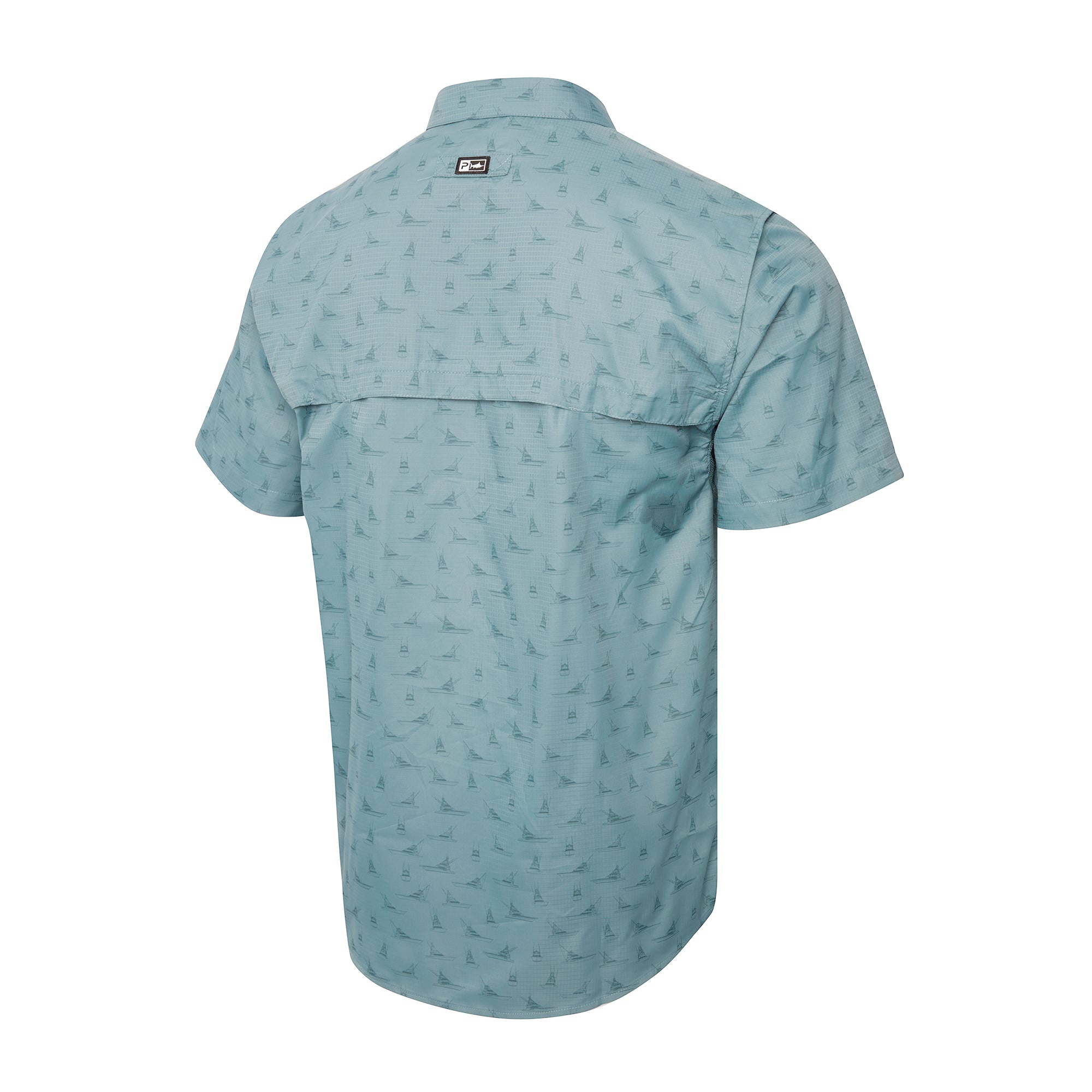 Pelagic Keys Tiny Boats camicia blu UPF 50+