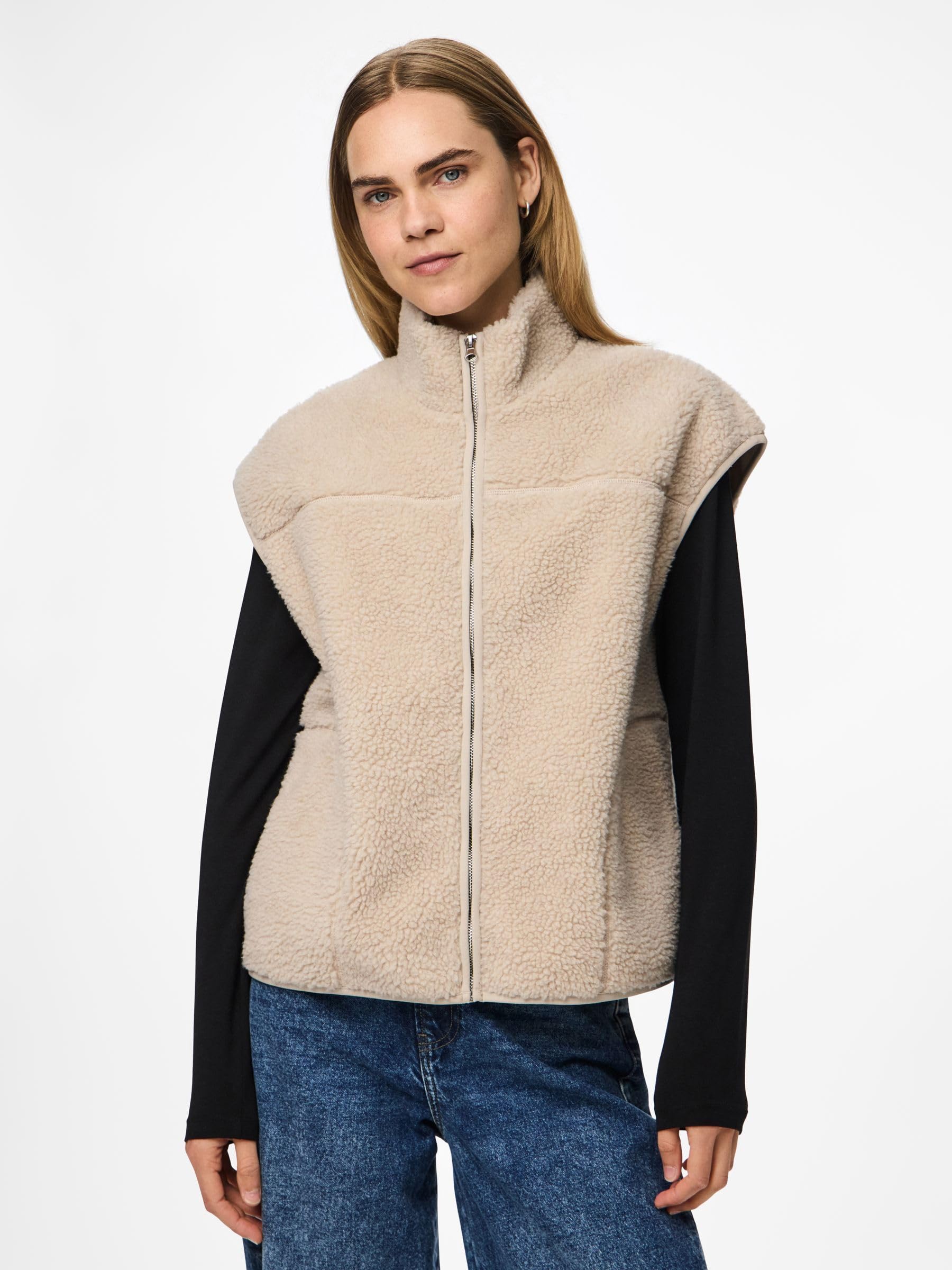 Pieces Pcsadia gilet teddy argento S