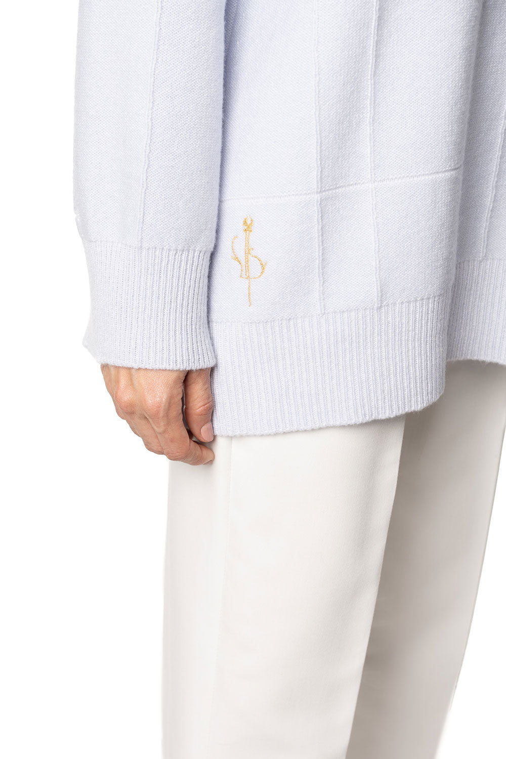Vittoria Paci collo a barca azzurro donna in cashmere