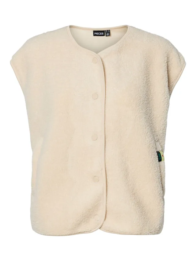 PIECES Pckatty Teddy gilet donna betulla S caldo