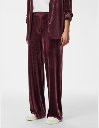 Pieces Pcbosella Velour Pantaloni Donna Vita Alta Larghi