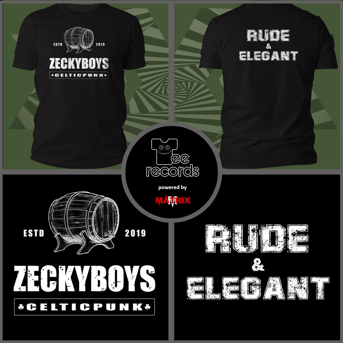 Zeckyboys Tee-Records Rude & Elegant maglietta cotone organico