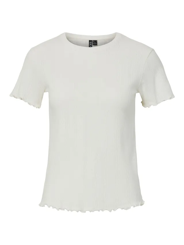 Pieces Pcmarie SS O-Neck Poin Top Jrs Noos BC top donna L