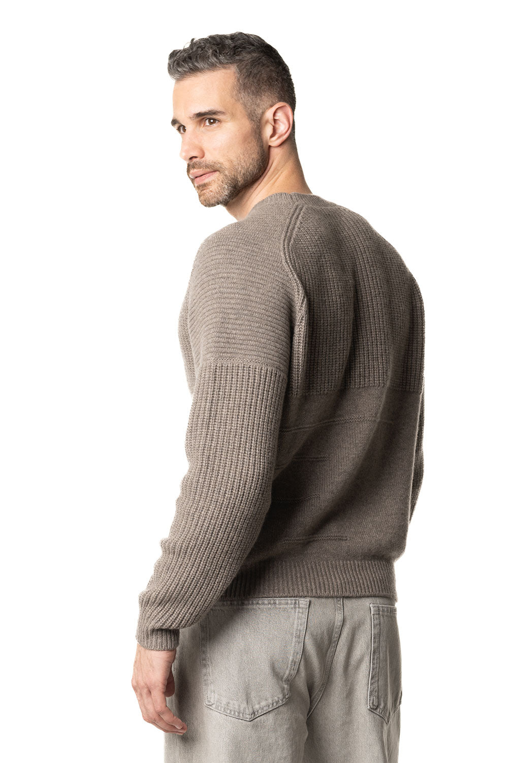 Vittoria Paci girocollo cashmere uomo tortora inglese