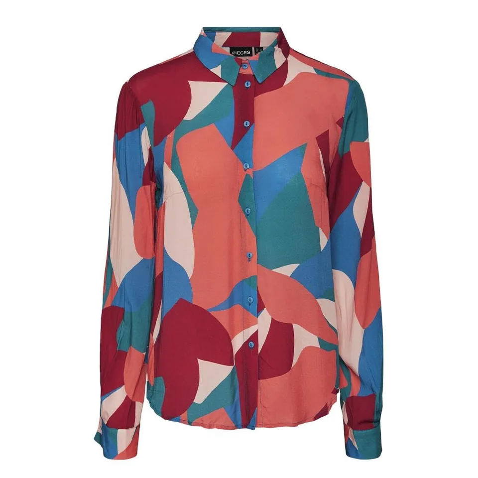 Pieces Anisty camicia donna S blu arancione fantasia