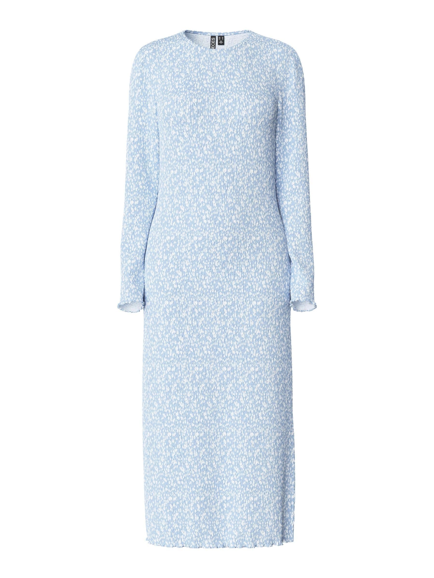 Pieces Pcflora LS Midi vestito donna S manica lunga