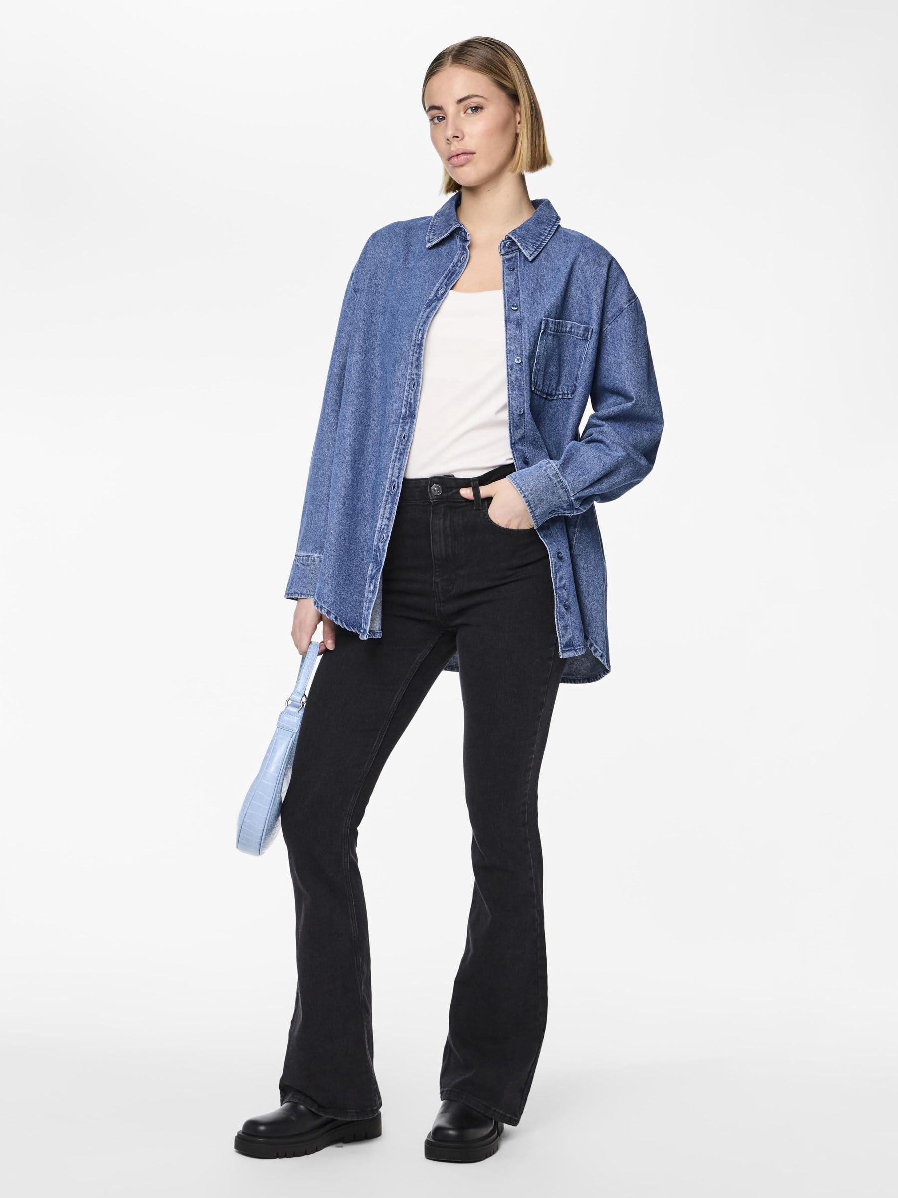 PIECES Pcpeggy jeans flare donna XL vita alta