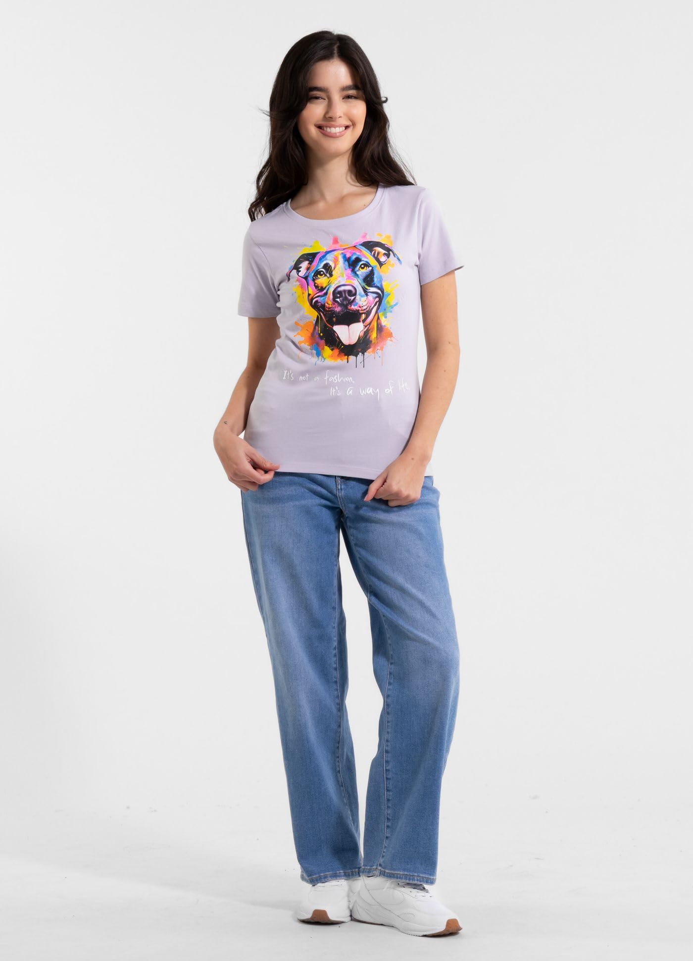 Pitbull West Coast Watercolor t-shirt donna cotone lilla slim