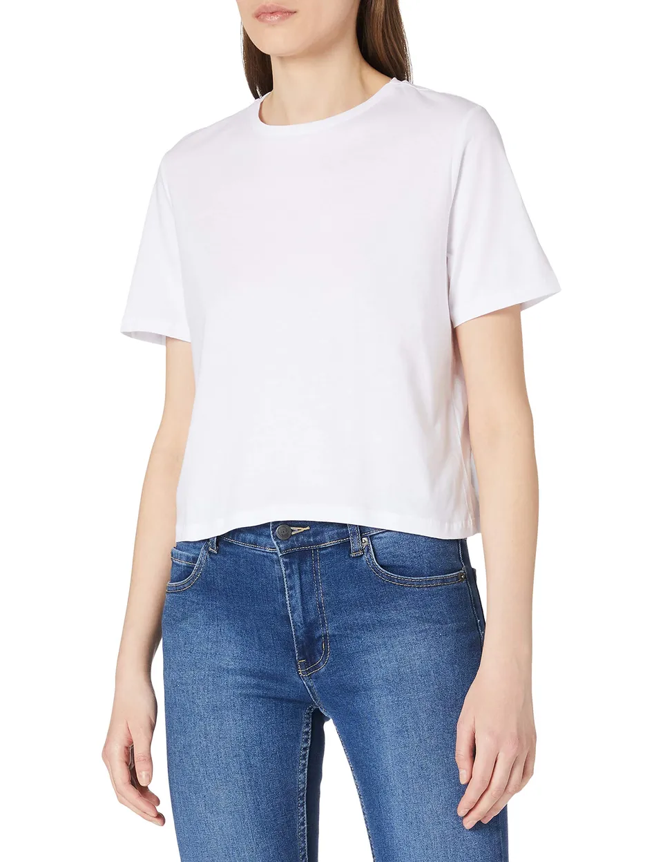 Pieces Pcrina top crop donna tinta unita cotone