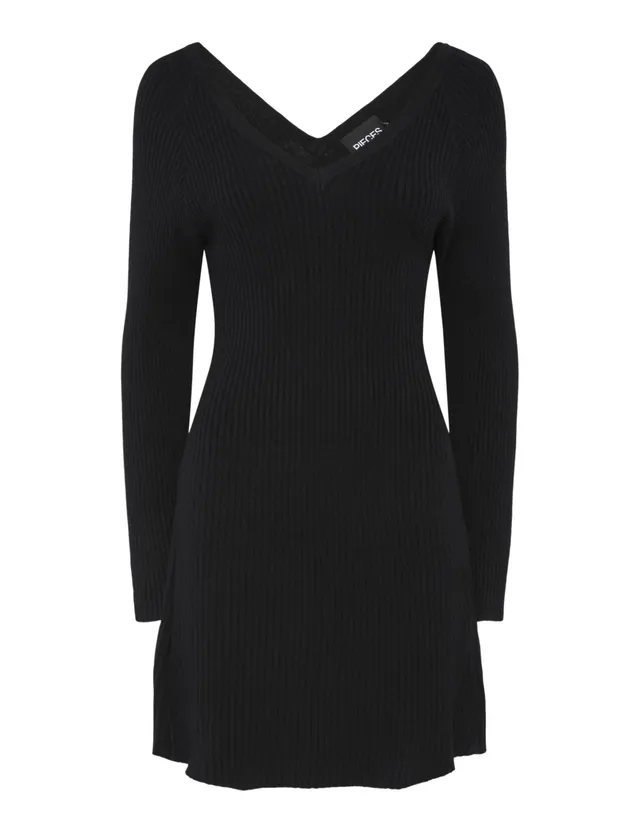 Pieces Pcprista abito maglia scollo V L nero