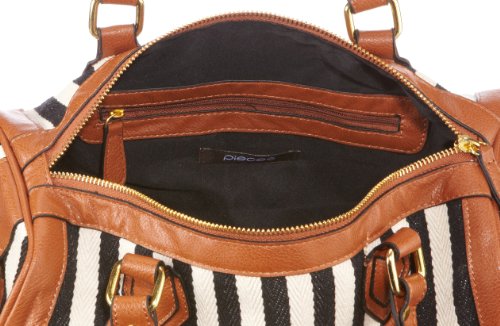 Pieces & Peace Earla Stripe Canvas borsa a mano tela a righe