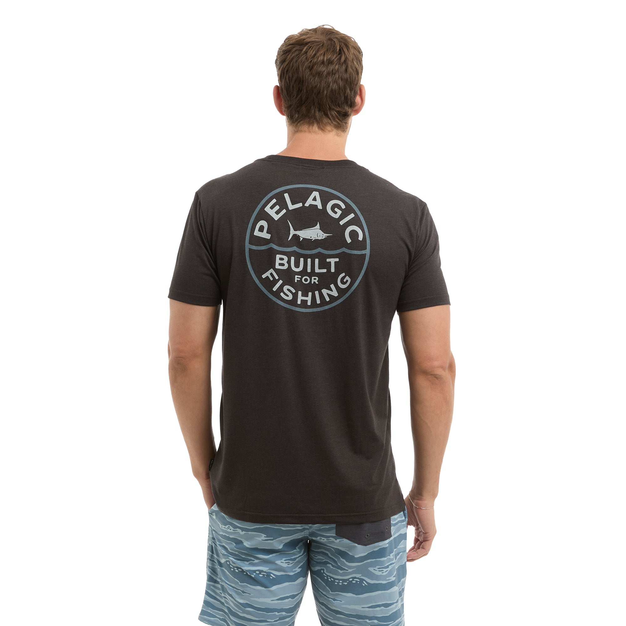 Pelagic Built t-shirt uomo nera mélange cotone