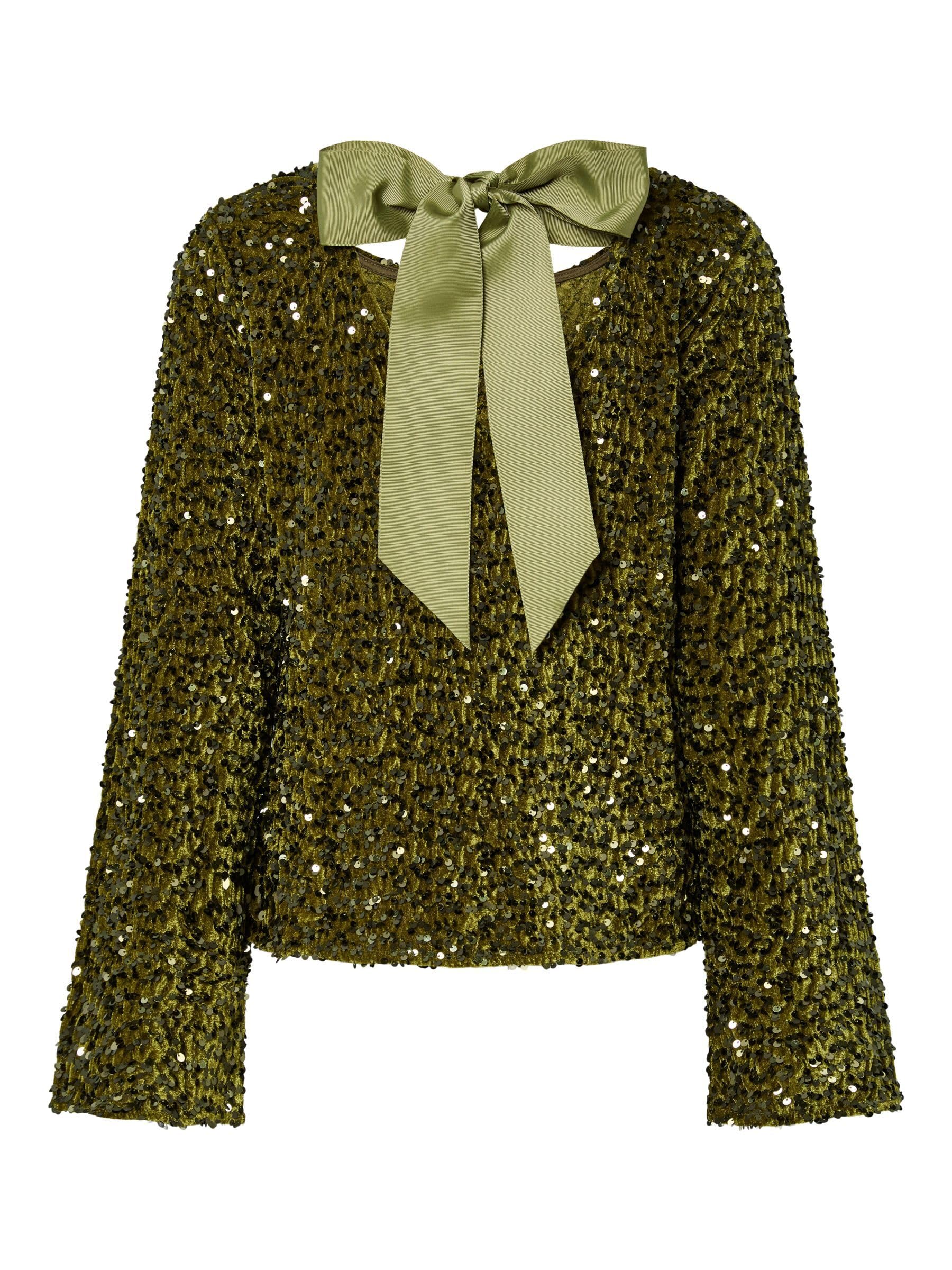 PIECES Pckam LS Deep Back Bow Top maglietta maniche lunghe