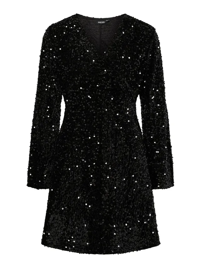 PIECES Pckam scollo V abito jersey nero XS quotidiano