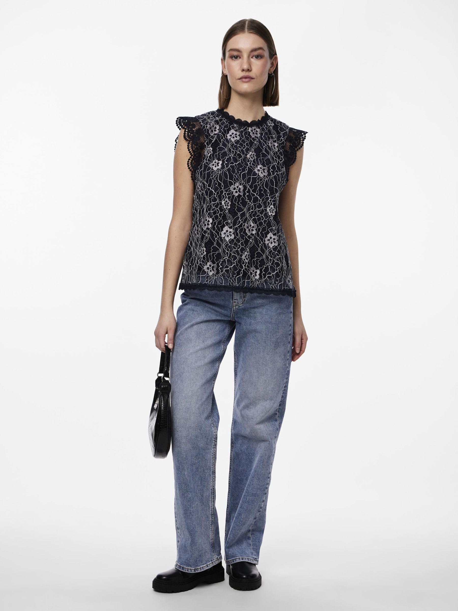 Pieces Pcolline top donna taglia XS pizzo senza maniche