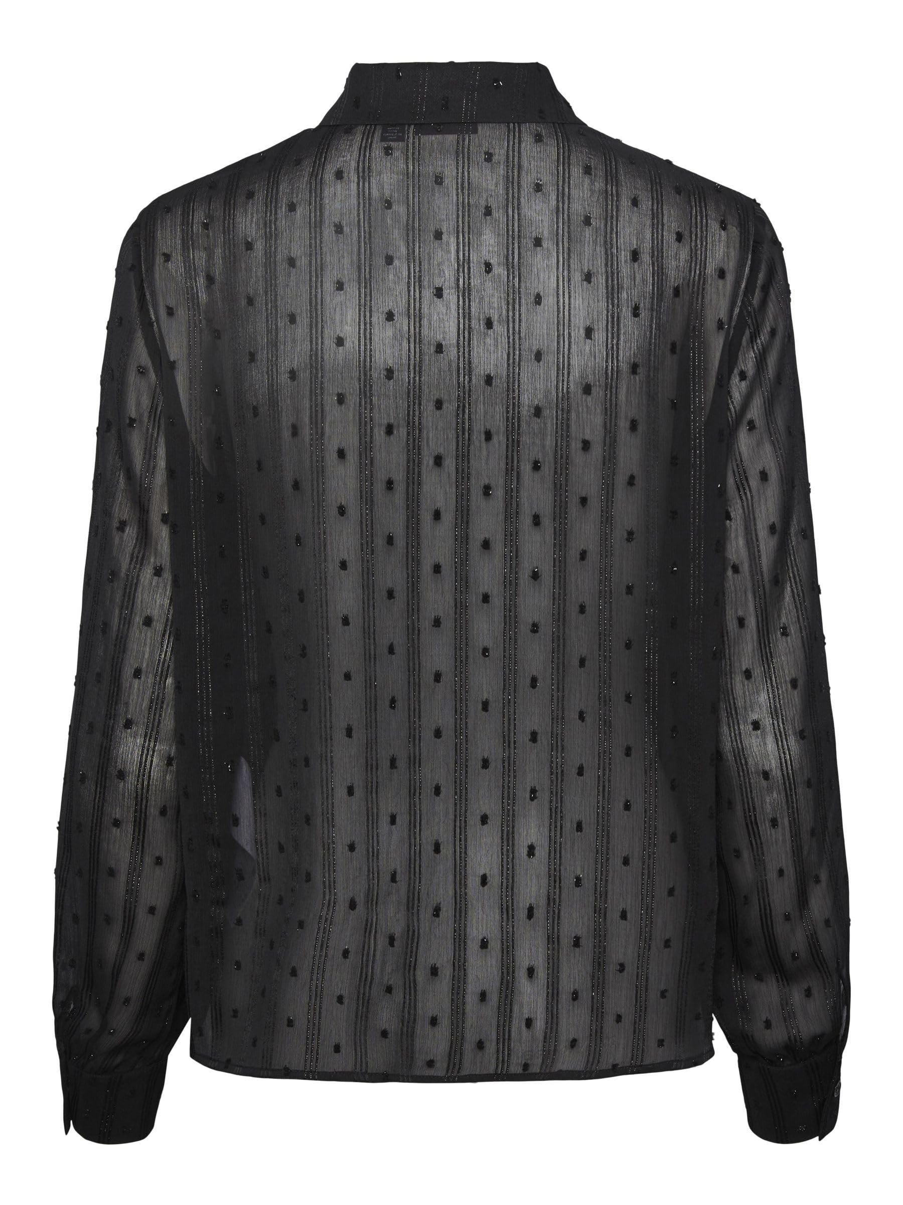 Pieces camicia lurex semitrasparente maniche lunghe