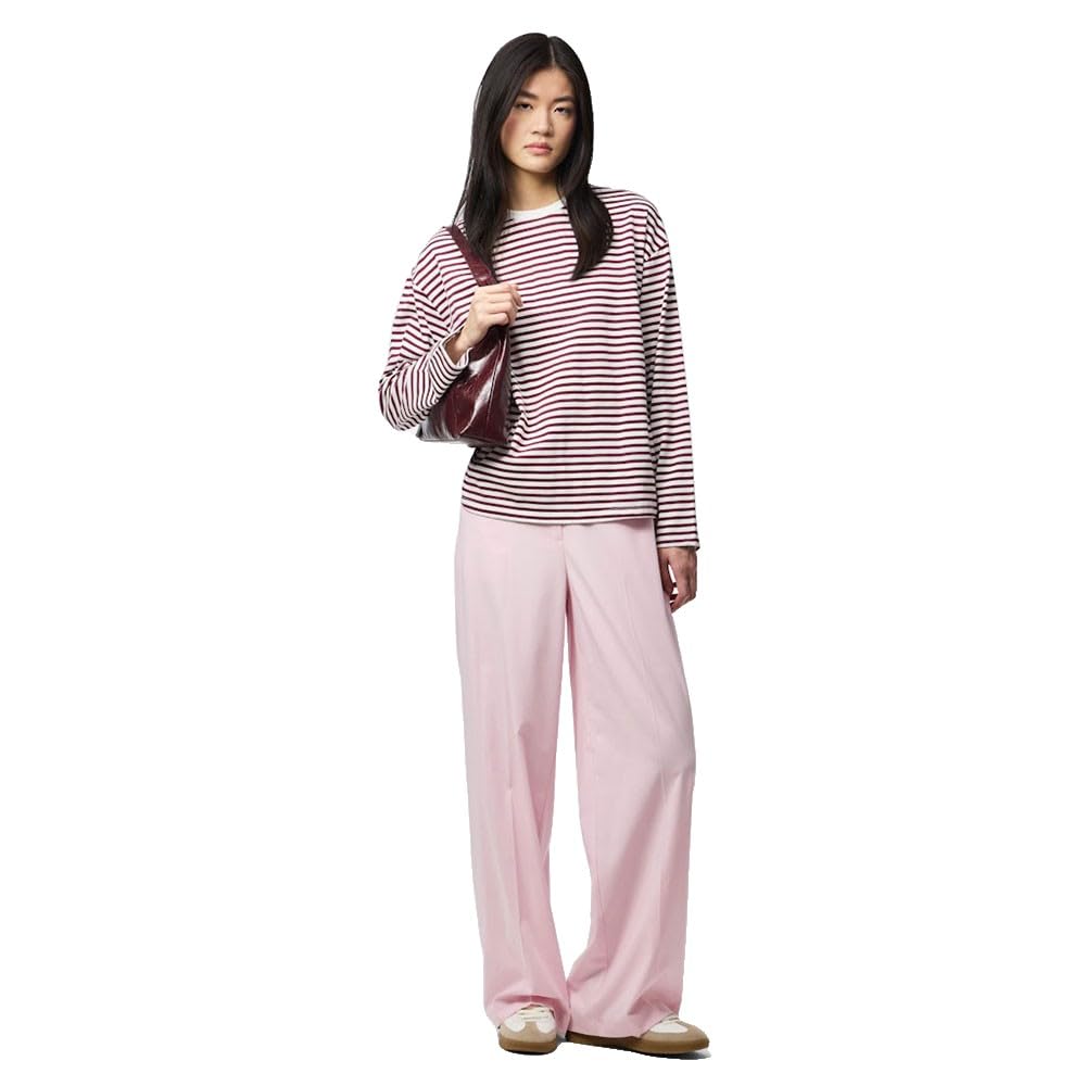 Pieces Rosa Wide pantaloni donna 2XL vita alta cotone