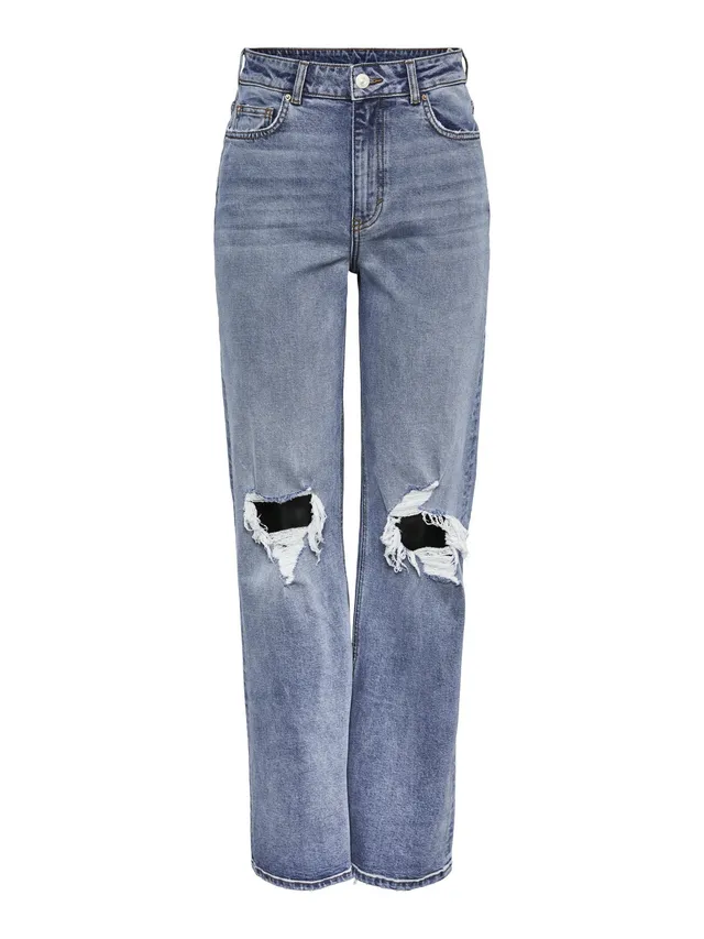 Pieces Pcholly HW Wide JNS MB Destroy Noos BC jeans 27W/30L blu