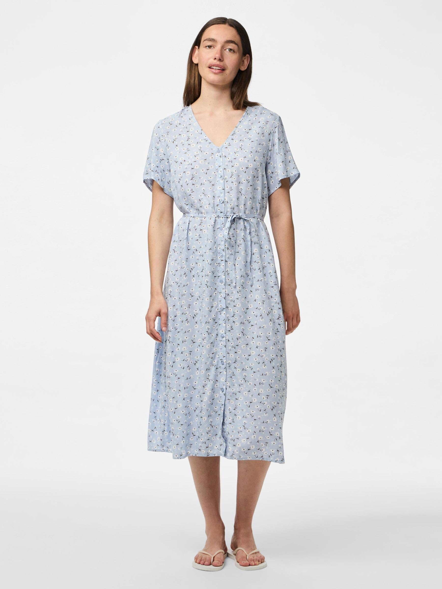 PIECES Pcnya V-Neck Midi abito donna scollo a V