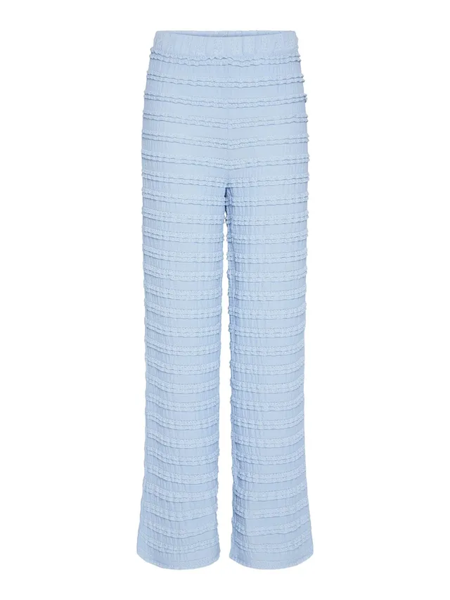 Pieces Pcanine MW Wide Pant pantaloni donna blu cachemire