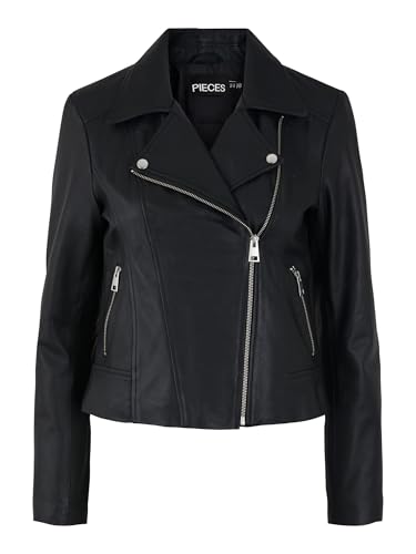 Pieces Pcsusse giacca pelle donna taglia M nera classica