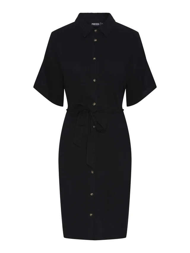 Pieces Pcvinsty Shirt Dress vestito camicia L nero