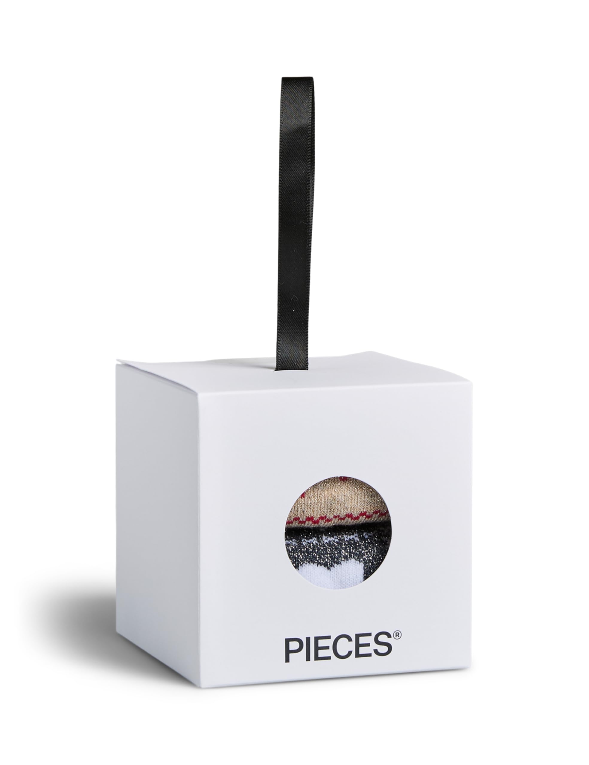 Pieces Pcjia Xmas Glitter calzini donna 2 paia uso quotidiano