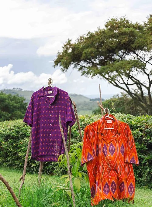 el.residu Sanya Ikat 3 camicia S/M rossa cotone