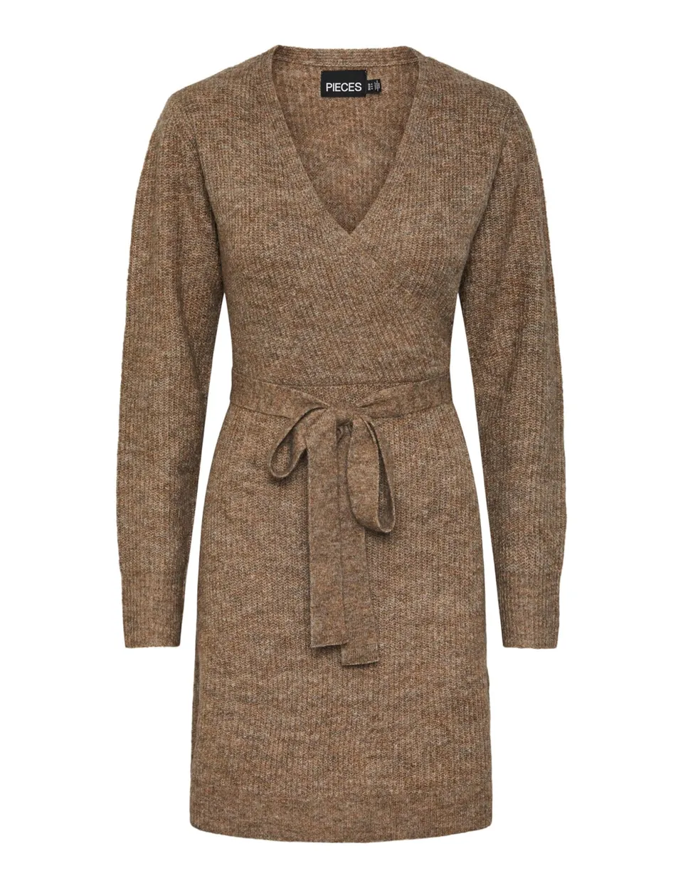 Pieces Pcellen LS Wrap Noos abito in maglia incrociato