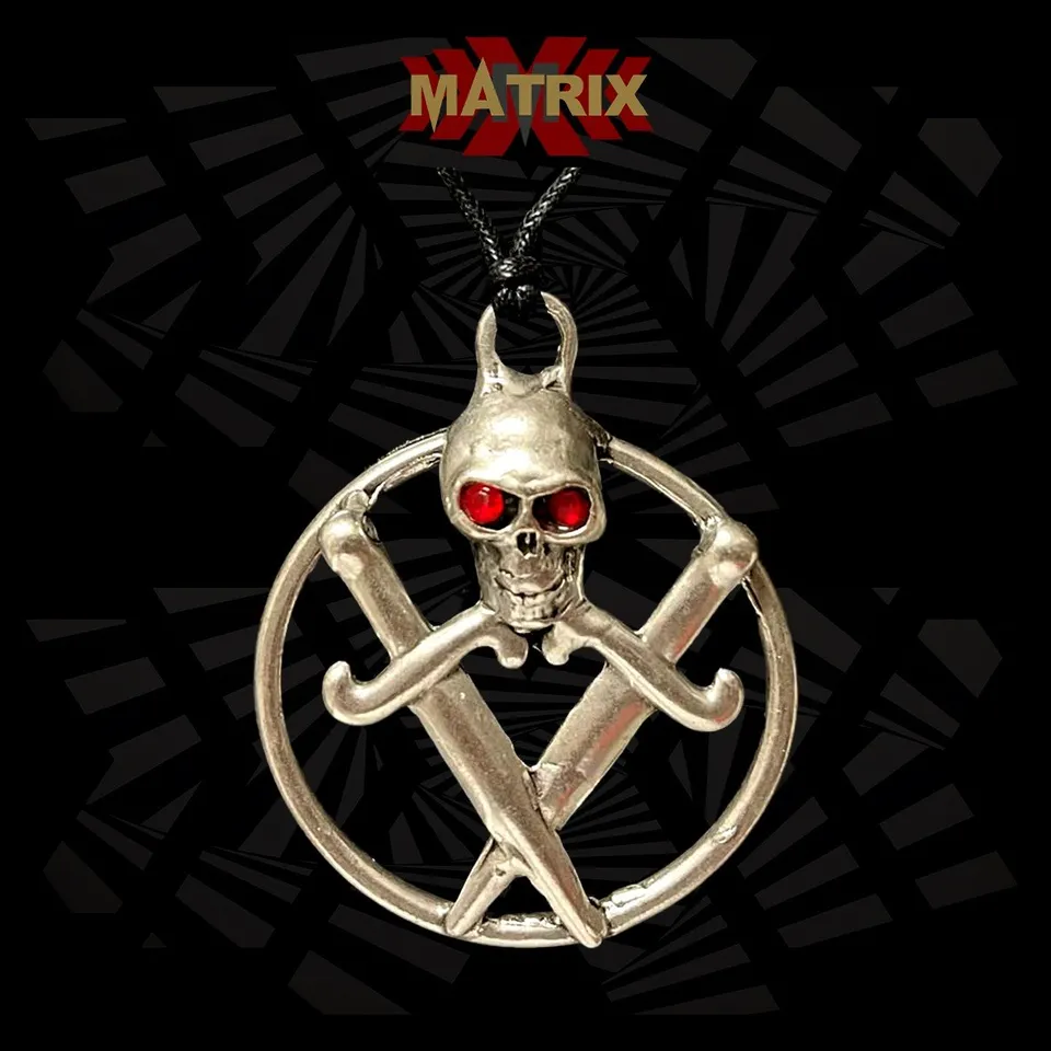Matrix Skull-Sword-Red Eye ciondolo zamak con cordino