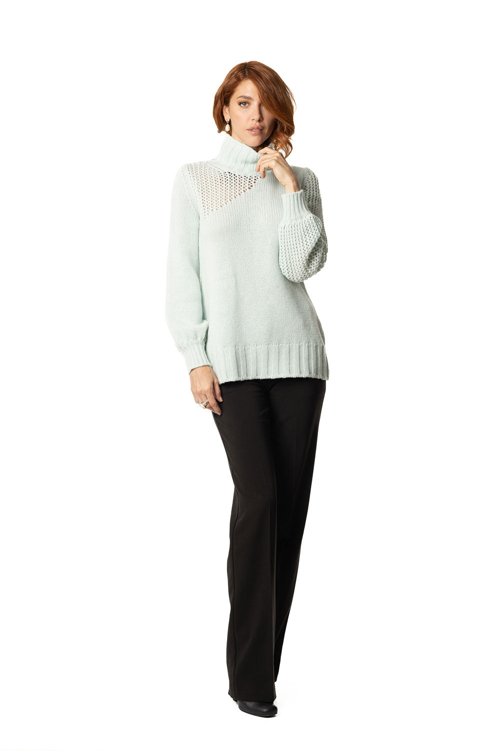 Vittoria Paci Dolcevita Cashmere Verde Acqua Donna