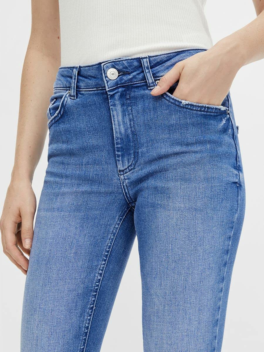 Pieces jeans skinny donna S vita media cotone