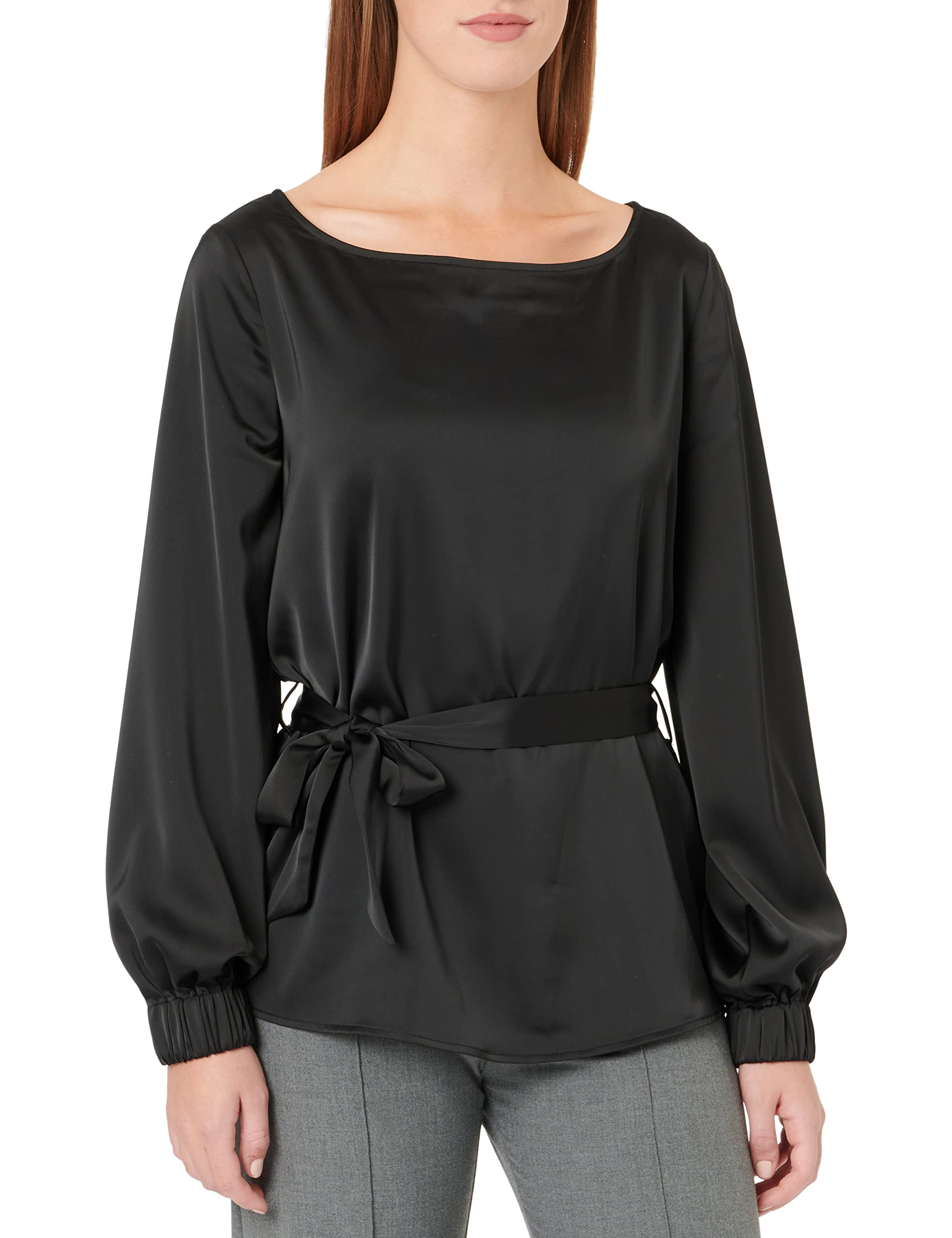 Pieces Pcmana camicia donna manica lunga con fiocco