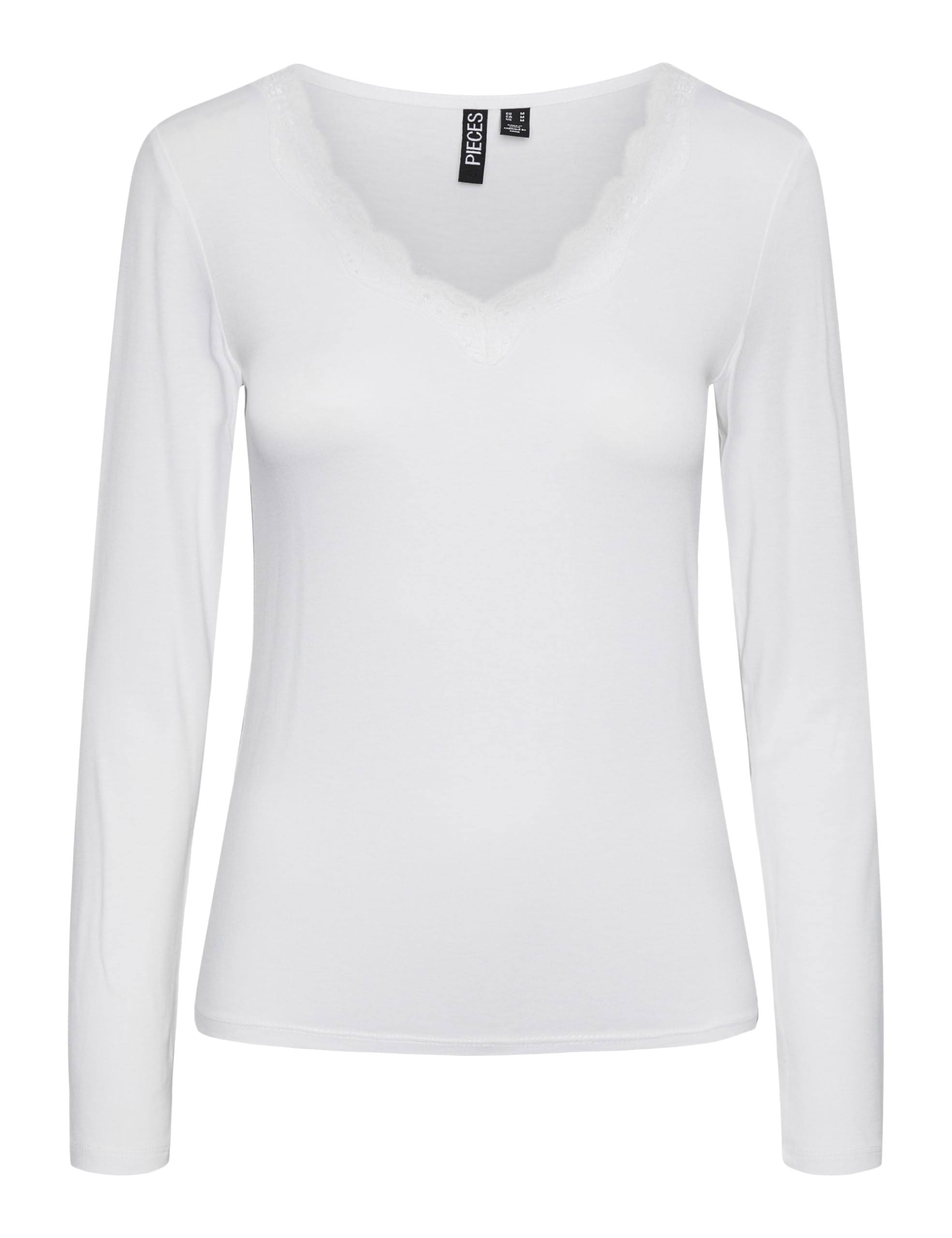 Pieces Pcbarbera LS Lace Top Noos BC maglia pizzo