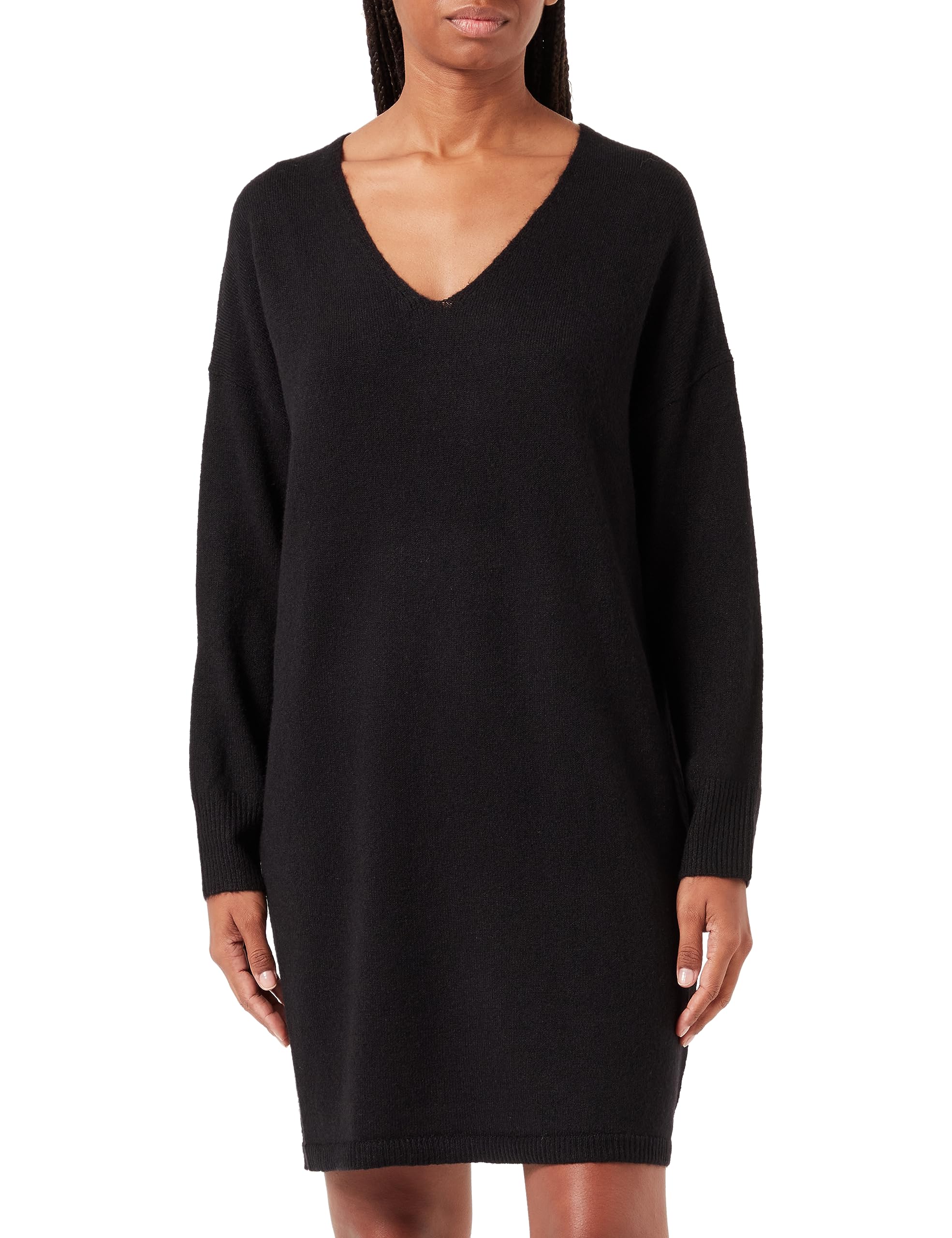 Pieces Pcjuliana LS V-Neck abito maglia donna nero