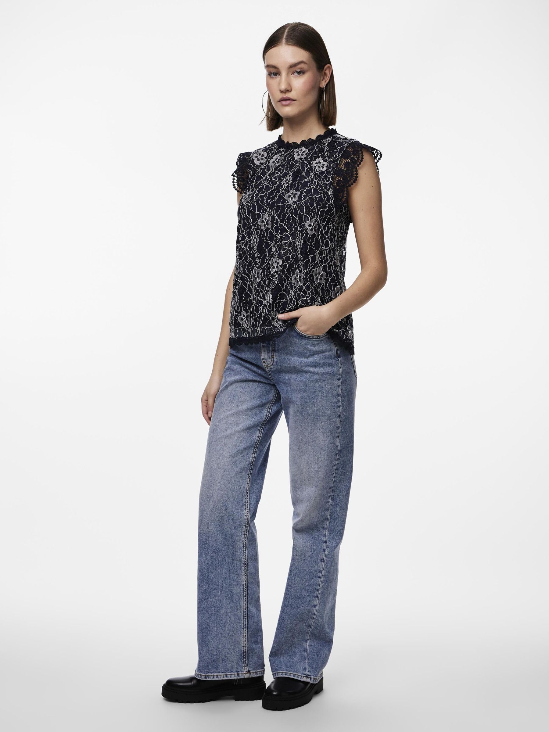 Pieces Pcolline top donna taglia XS pizzo senza maniche