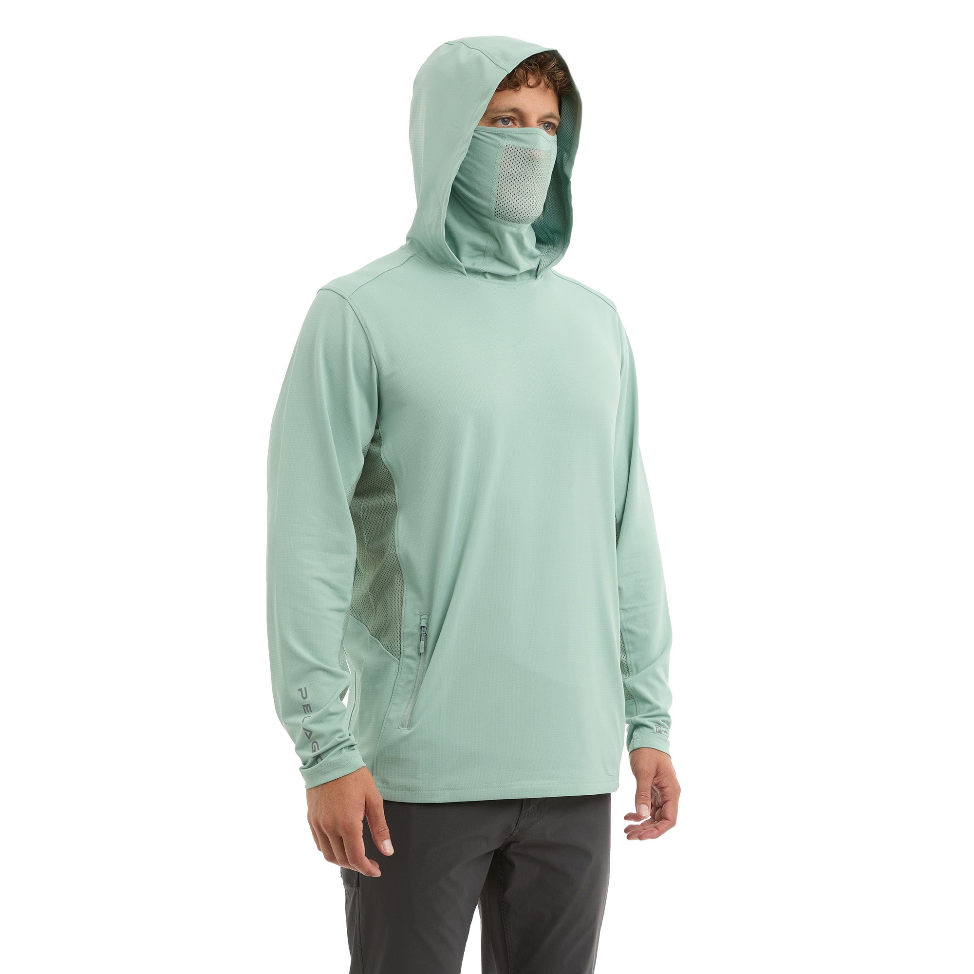 PELAGIC Exo-Tech felpa con cappuccio salvia UPF 50+