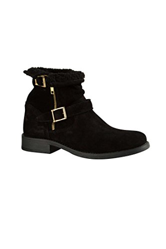 Pieces Iza Zipper Boot stivaletti donna neri pelle con zip