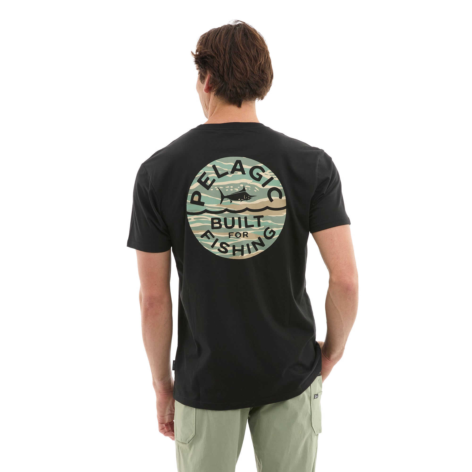 Pelagic Built Wahoo Camo maglietta uomo nera cotone