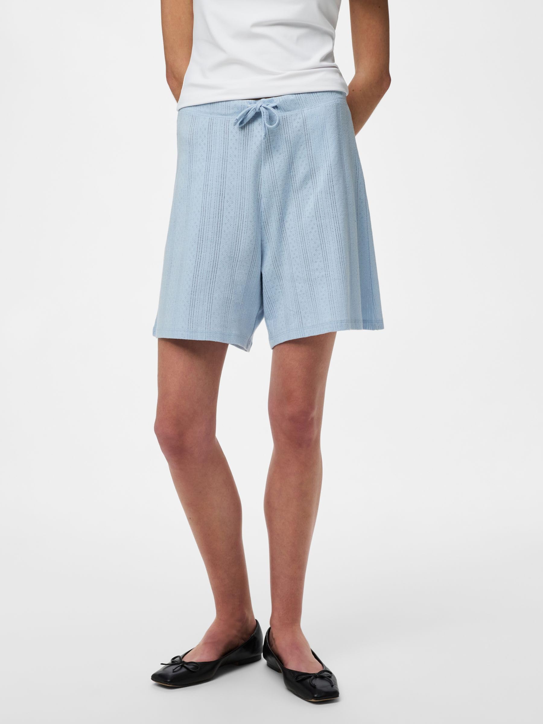 Pieces Pcmarie HW Pointelle Pantaloncini Blu Cachemire