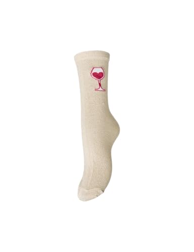 PIECES Pcnolia Lurex EMB calzini donna betulla taglia unica