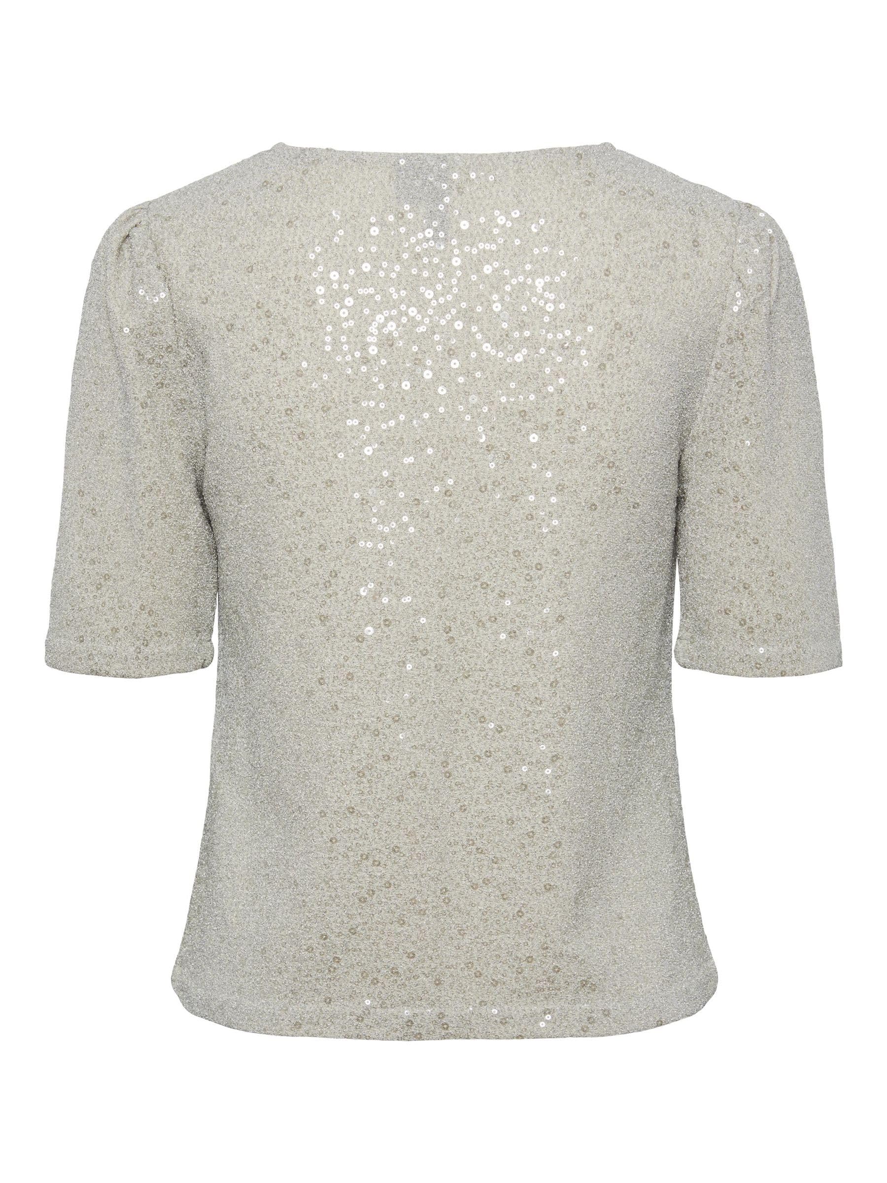 PIECES t-shirt donna argento taglia M girocollo