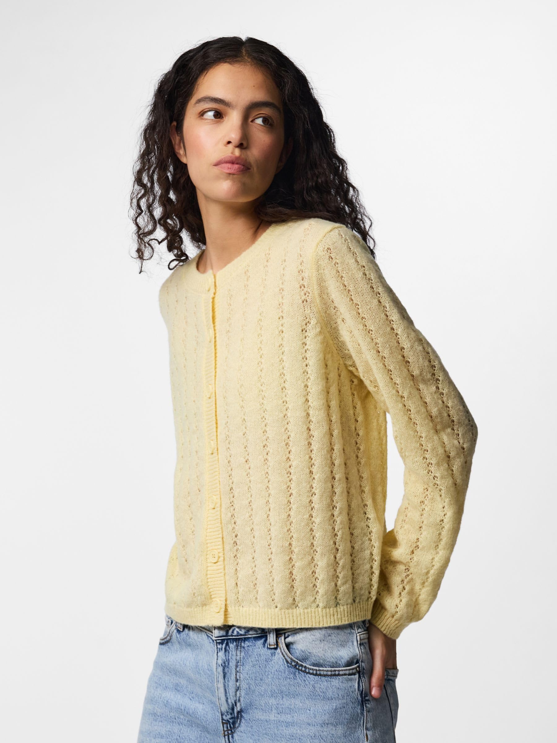 Pieces Pcada LS O-Neck Knit cardigan donna girocollo
