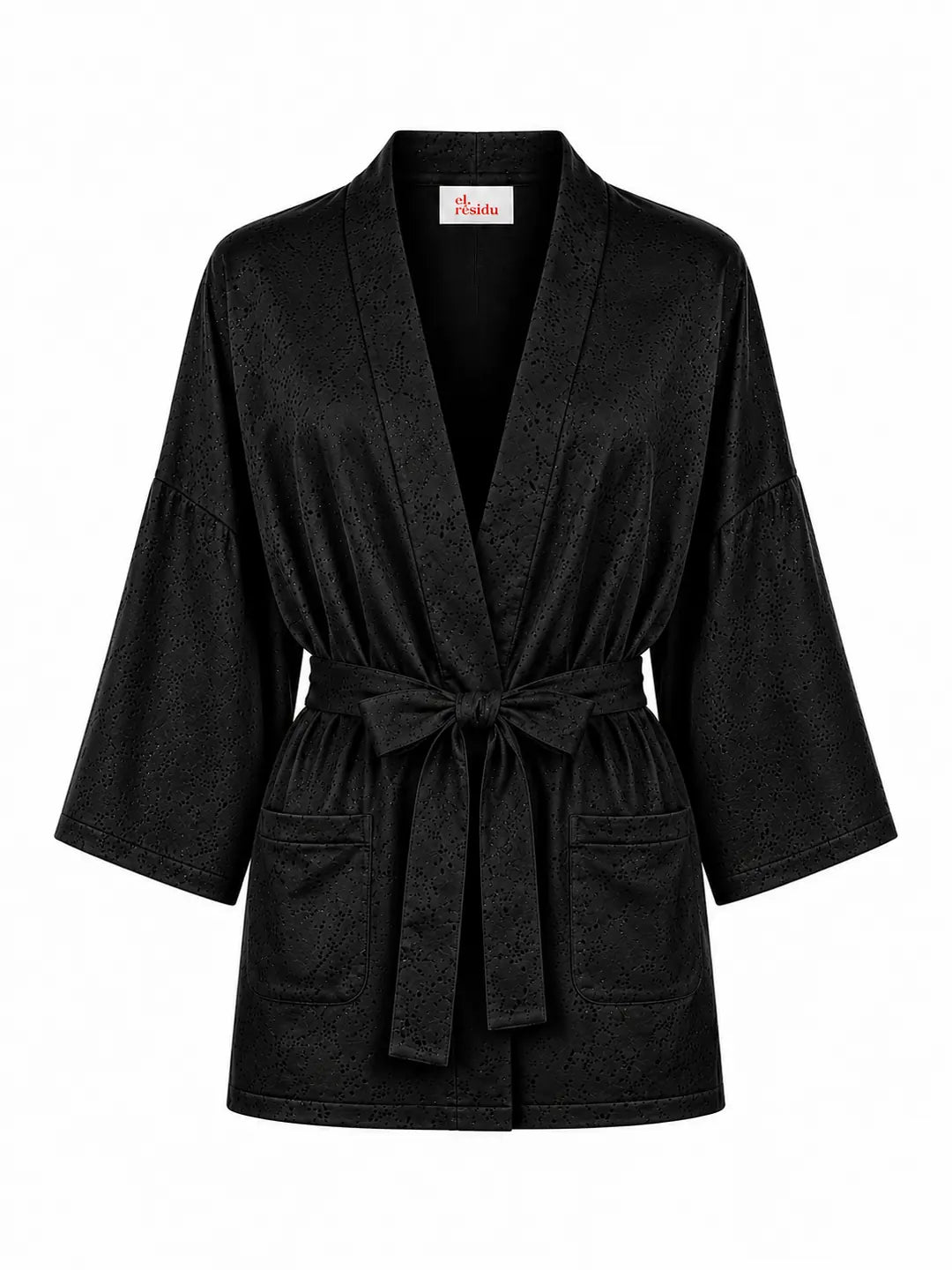 el.residu Asha Dot kimono nero seta jacquard
