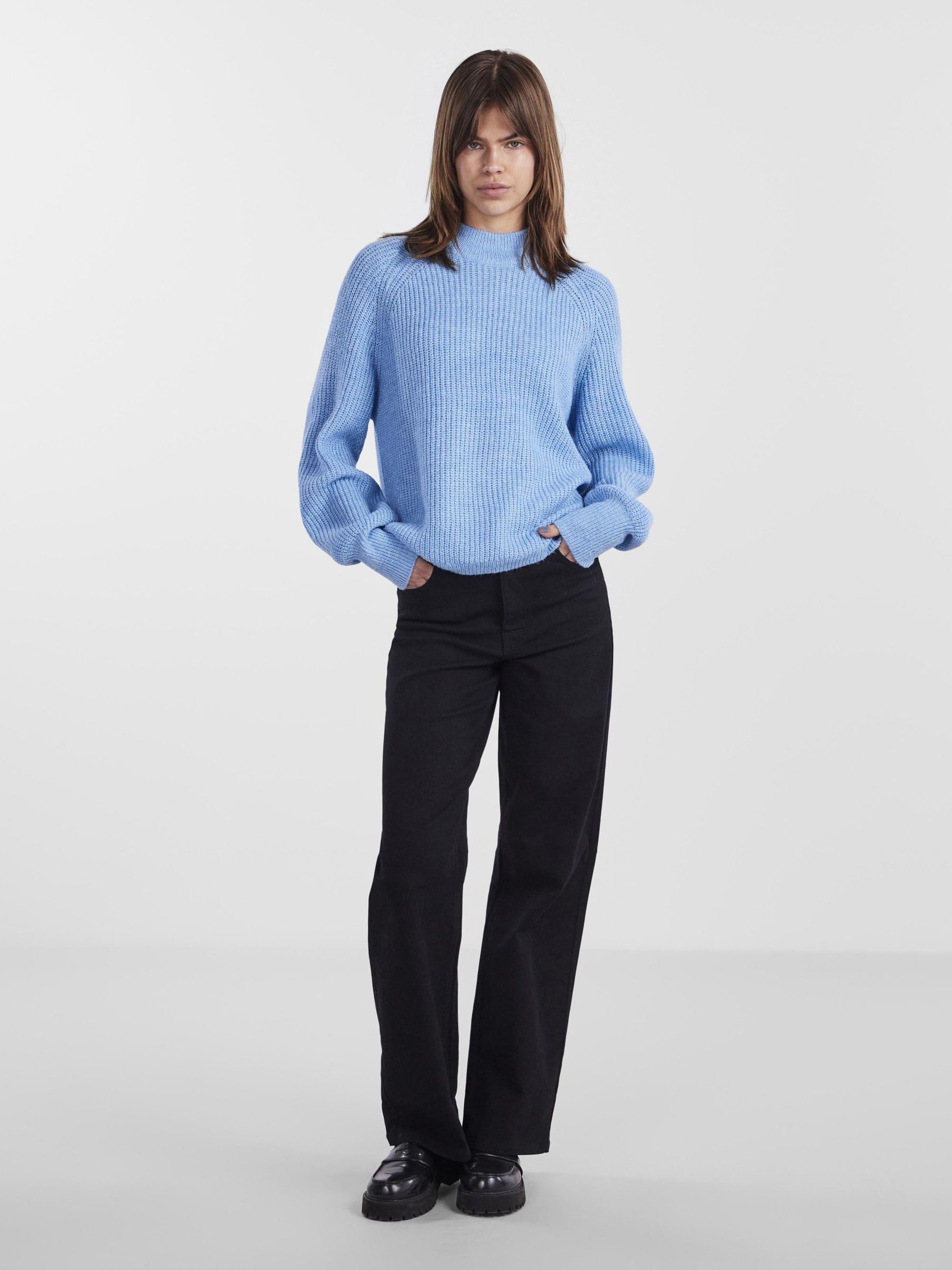PIECES Pcnatalee LS O-Neck Knit Noos BC maglione XS azzurro