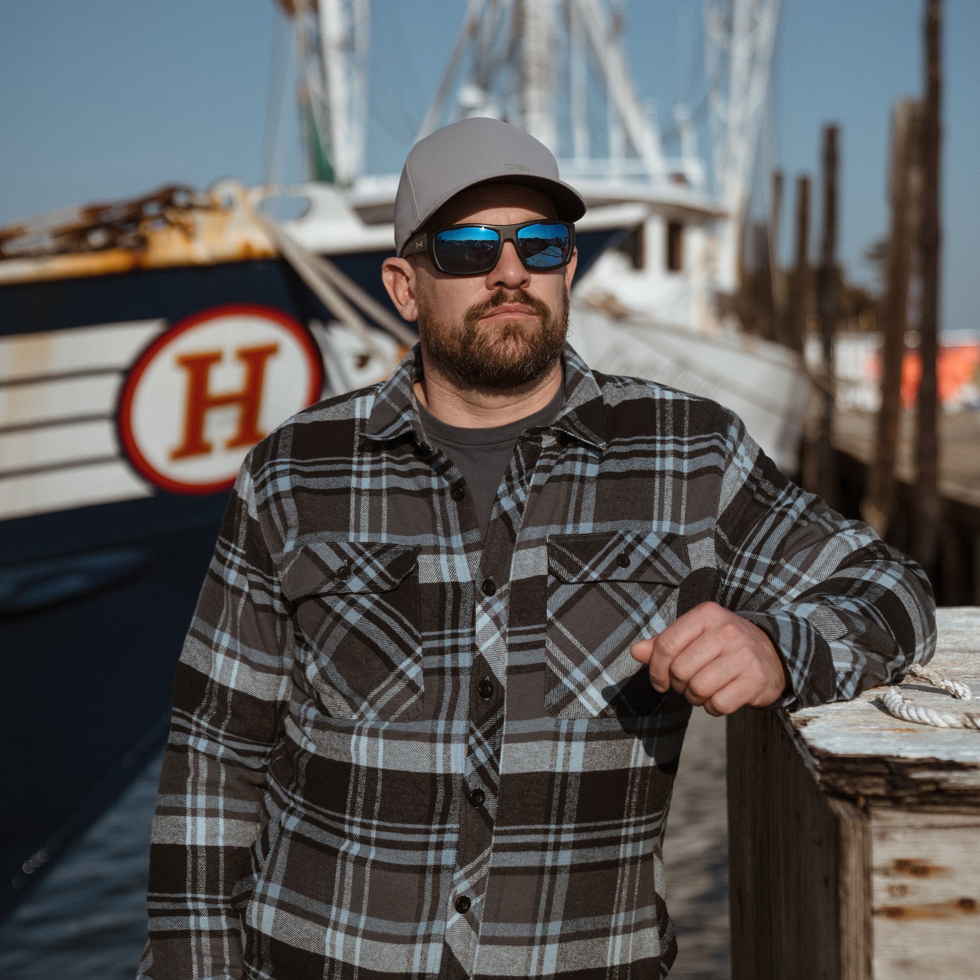 Pelagic Kodiak Camicia Flanella Grafite Cotone Bio