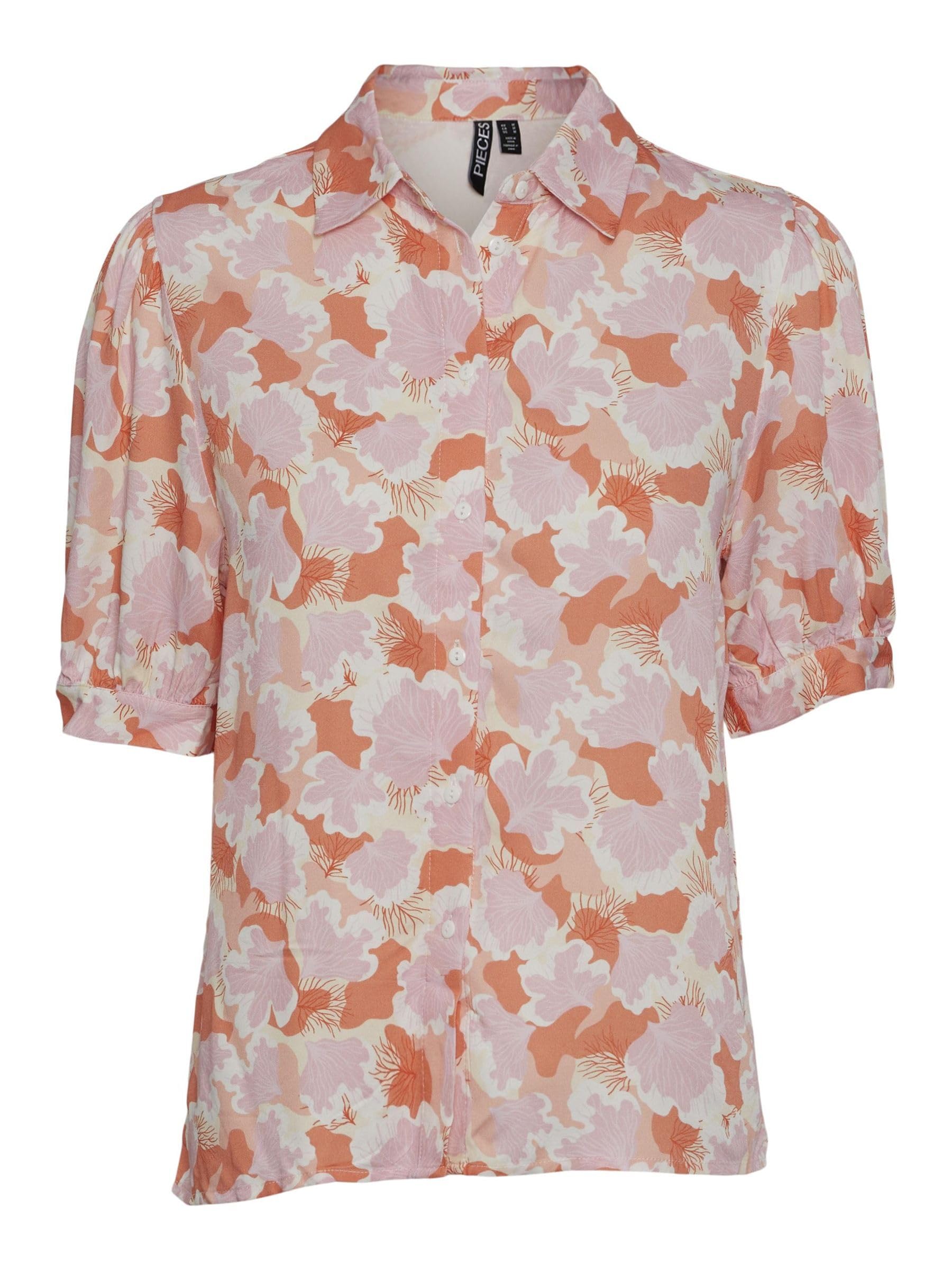 Pieces Pckasey camicia donna floreale corte