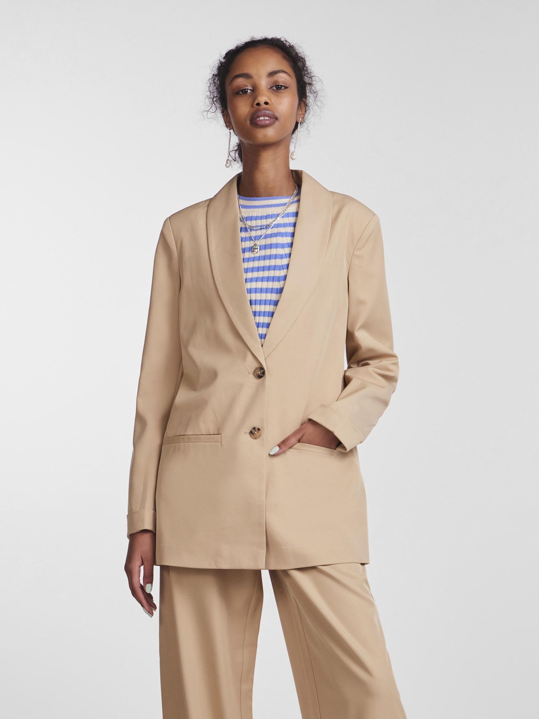 Pieces blazer donna lungo M elasticizzato foderato